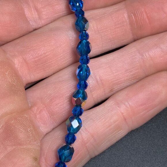 Sterling Silver 925 Blue Faceted Glass Beads Sterling Silver Toggle Clasp 7.5" - Picture 7 of 9